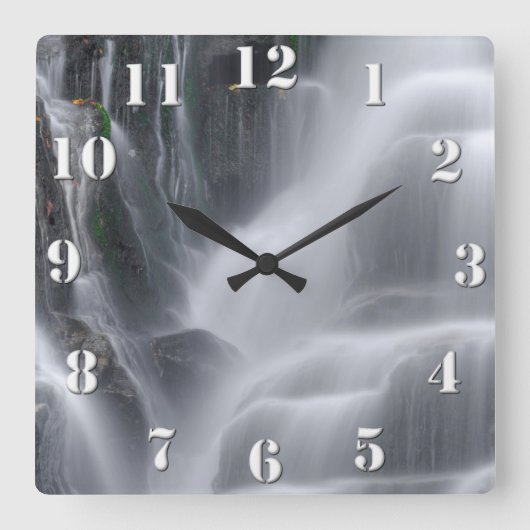 Wasserfall Quadratische Wanduhr (Vorderseite)