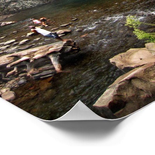 Wasserfall Rainbow Falls - Devils Postpiel - Sierr Poster (Ecke)