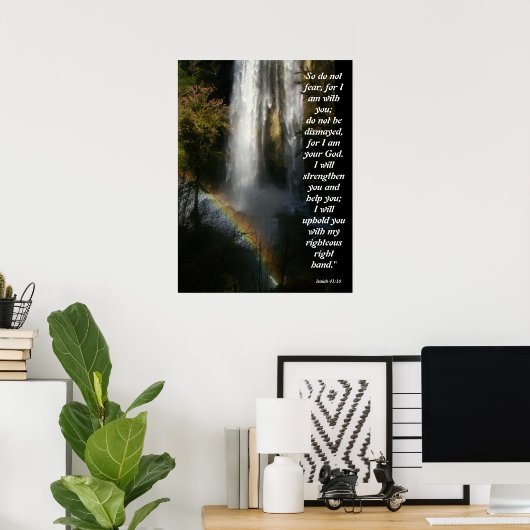 Wasserfall & Regenbogen Isaiah 41:10 Poster (Heimbüro)