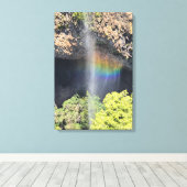 Wasserfall-Regenbogen Leinwanddruck (Insitu (Holzboden))