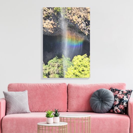 Wasserfall-Regenbogen Leinwanddruck (Insitu (Wohnzimmer))