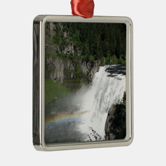 Wasserfall-Regenbogen Silbernes Ornament (Rechts)