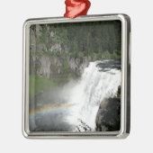 Wasserfall-Regenbogen Silbernes Ornament (Links)