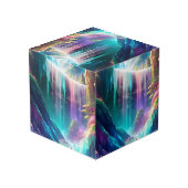 Wasserfall-Regenbogen Würfel (Rückseite Schrägansicht)