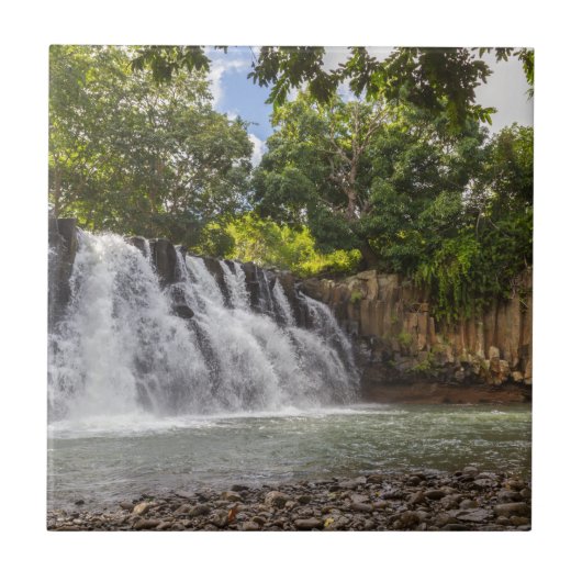 Wasserfall Rochester Falls in Souillac Mauritius Fliese (Vorderseite)