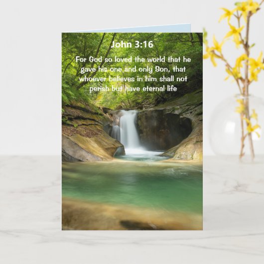 Wasserfall-Schrift John 3:16 Karte (Gelbe Blume)