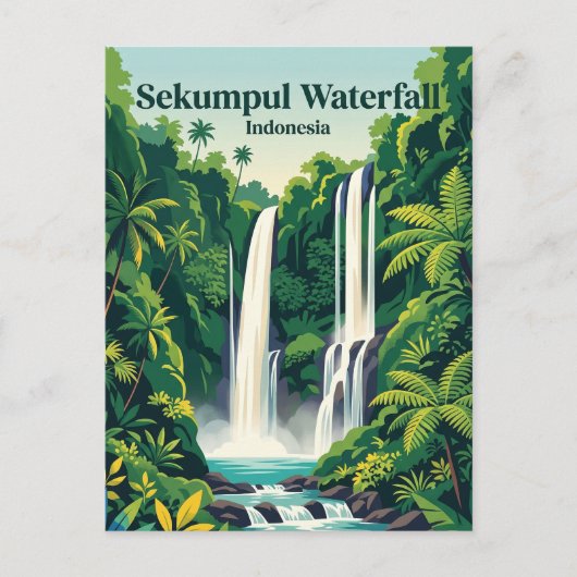 Wasserfall Sekumpul Indonesien Postkarte (Vorderseite)