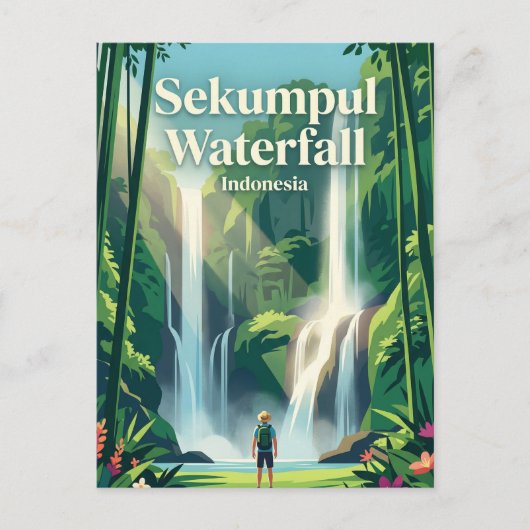 Wasserfall Sekumpul Indonesien Postkarte (Vorderseite)
