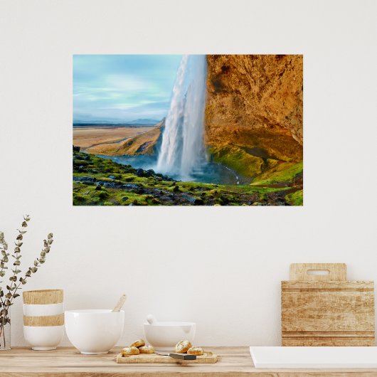Wasserfall Seljalandsfoss in Island Poster (Küche)