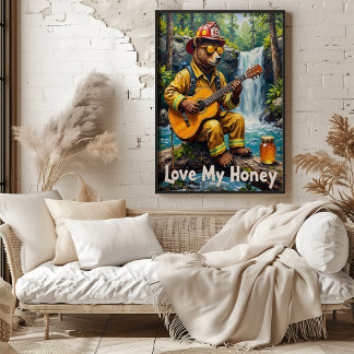 Wasserfall-Serenade: Bärenkoustikaler Fluss Poster
