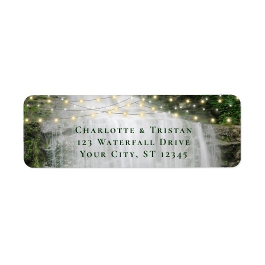 Wasserfall String Lights Hochzeit Rücksendeadresse (Vorne)