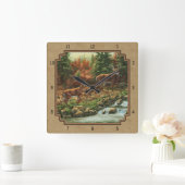 Wasserfall Tan Quadratische Wanduhr (Zuhause)