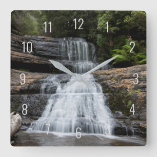 Wasserfall Tasmania Australien Landschaft Natur Quadratische Wanduhr