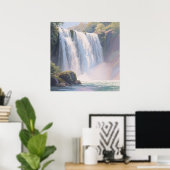 Wasserfall-Teich - Digitale Pastellmalerei Poster (Heimbüro)