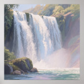 Wasserfall-Teich - Digitale Pastellmalerei Poster (Vorne)