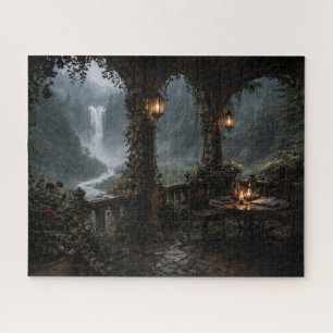 Wasserfall-Terrassenbögen-Gothik-Puzzle Puzzle