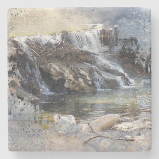 Wasserfall-Träume Steinuntersetzer (Vorderseite)