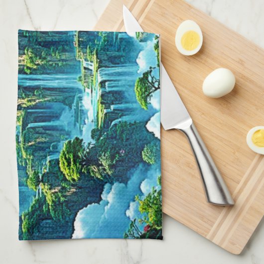 Wasserfall Trek Kingdom Dream Geschirrtuch (Viertel Falte)