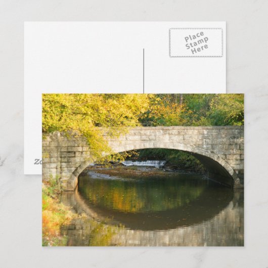 Wasserfall über die Herbstbrücke Postkarte (Vorne/Hinten)