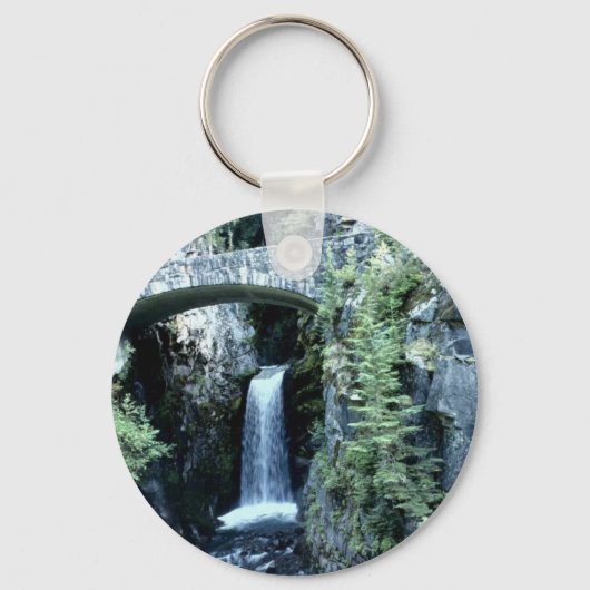 Wasserfall über eine Brücke Wasserfall Schlüsselanhänger (Vorderseite)