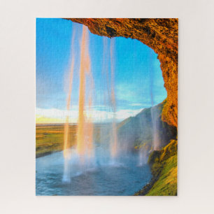 Wasserfall über Felsen Naturfotografie Friedlich Puzzle