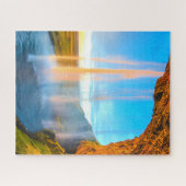 Wasserfall über Felsen Naturfotografie Friedlich Puzzle (Horizontal)