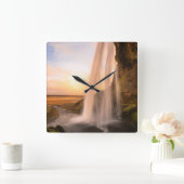 Wasserfall-Uhr Quadratische Wanduhr (Zuhause)