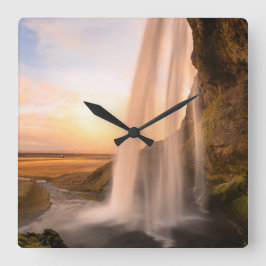 Wasserfall-Uhr Quadratische Wanduhr