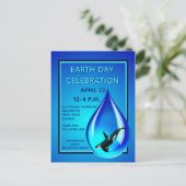 Wasserfall und Ankündigung des Orca Earth Day Postkarte (Stehend Vorderseite)