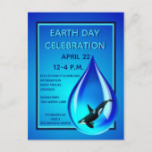 Wasserfall und Ankündigung des Orca Earth Day Postkarte (Vorderseite)