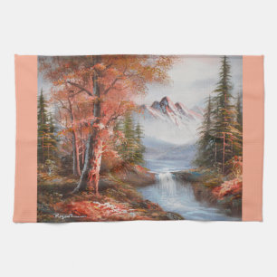 Wasserfall- und Berglandschaft Geschirrtuch