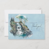 Wasserfall und Brücken Aquarellmalerei Dankeskarte (Vorderseite)