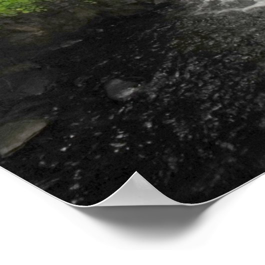 Wasserfall und grüne Blätter Natur Foto Poster (Ecke)
