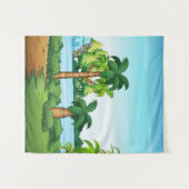 Wasserfall- und Höhlenlandschaft Wandteppich (Vorderseite (Horizontal))