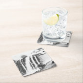 Wasserfall und Hütte im chinesischen Tintenstil Rechteckiger Pappuntersetzer (Vor Ort)