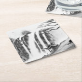 Wasserfall und Hütte im chinesischen Tintenstil Rechteckiger Pappuntersetzer (angewinkelt)