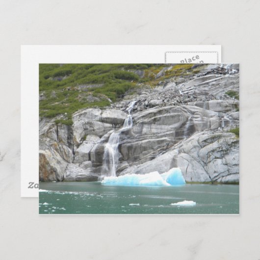 Wasserfall und Iceberg Alaska Inside Passage Postkarte (Vorne/Hinten)
