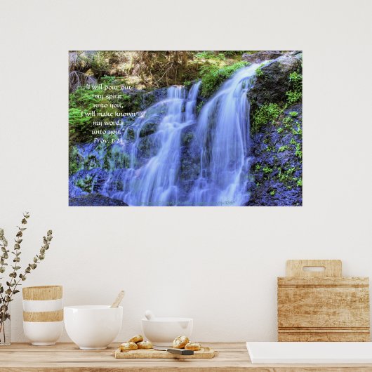 Wasserfall und Moss HDR, drucken mit Skriptverse Poster (Küche)