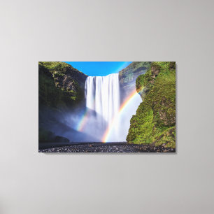 Wasserfall und Regenbogen Leinwanddruck