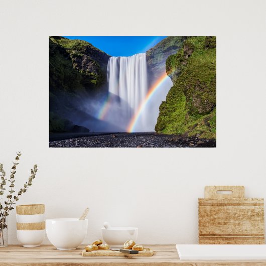 Wasserfall und Regenbogen Poster (Küche)