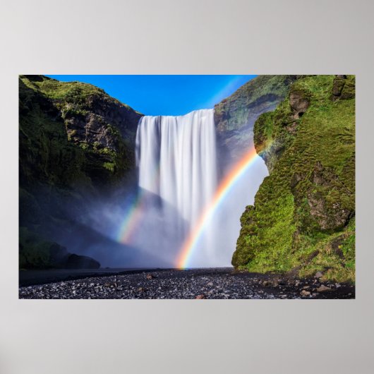 Wasserfall und Regenbogen Poster (Vorne)