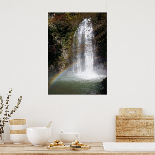 Wasserfall- und Regenbogenposter Poster (Küche)