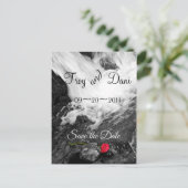 Wasserfall und Rose - Save the Date Ankündigungspostkarte (Stehend Vorderseite)