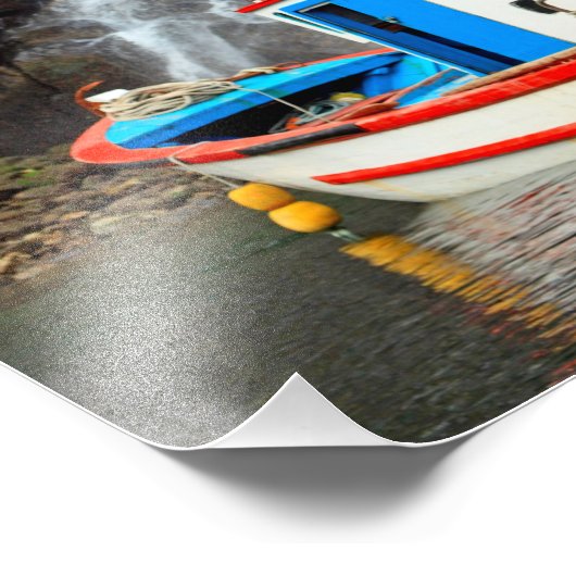 Wasserfall und Schiff Fotodruck (Ecke)