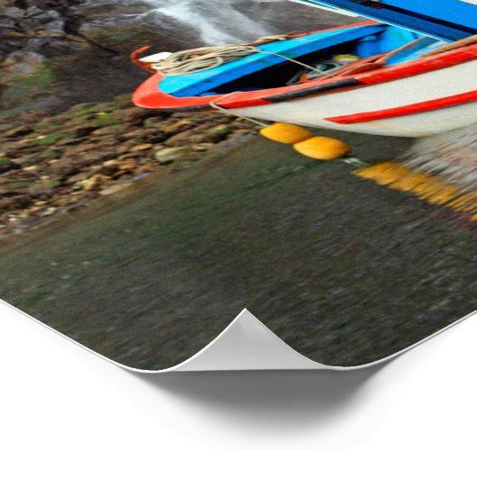 Wasserfall und Schiff Poster (Ecke)