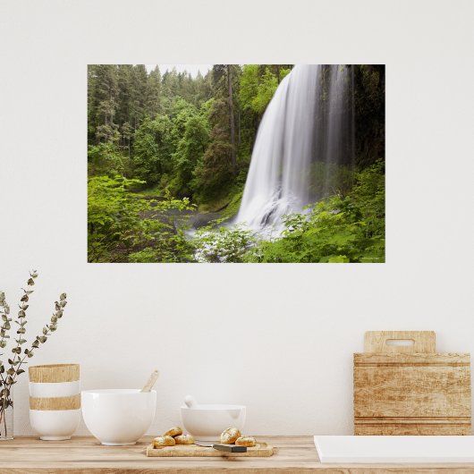 Wasserfall und Waldblick in Oregon Poster (Küche)