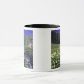 Wasserfall und Wildblumen auf Almwiesen, 2 Tasse (Zentrum)