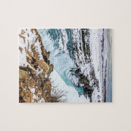 Wasserfall von Gulfoss Island im Winter Puzzle (Horizontal)