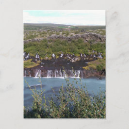 Wasserfall von Hraunfossar in Island Postkarte