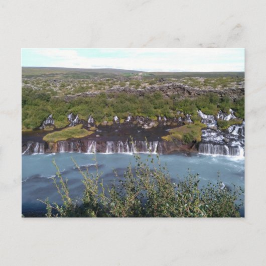 Wasserfall von Hraunfossar in Island Postkarte (Vorderseite)